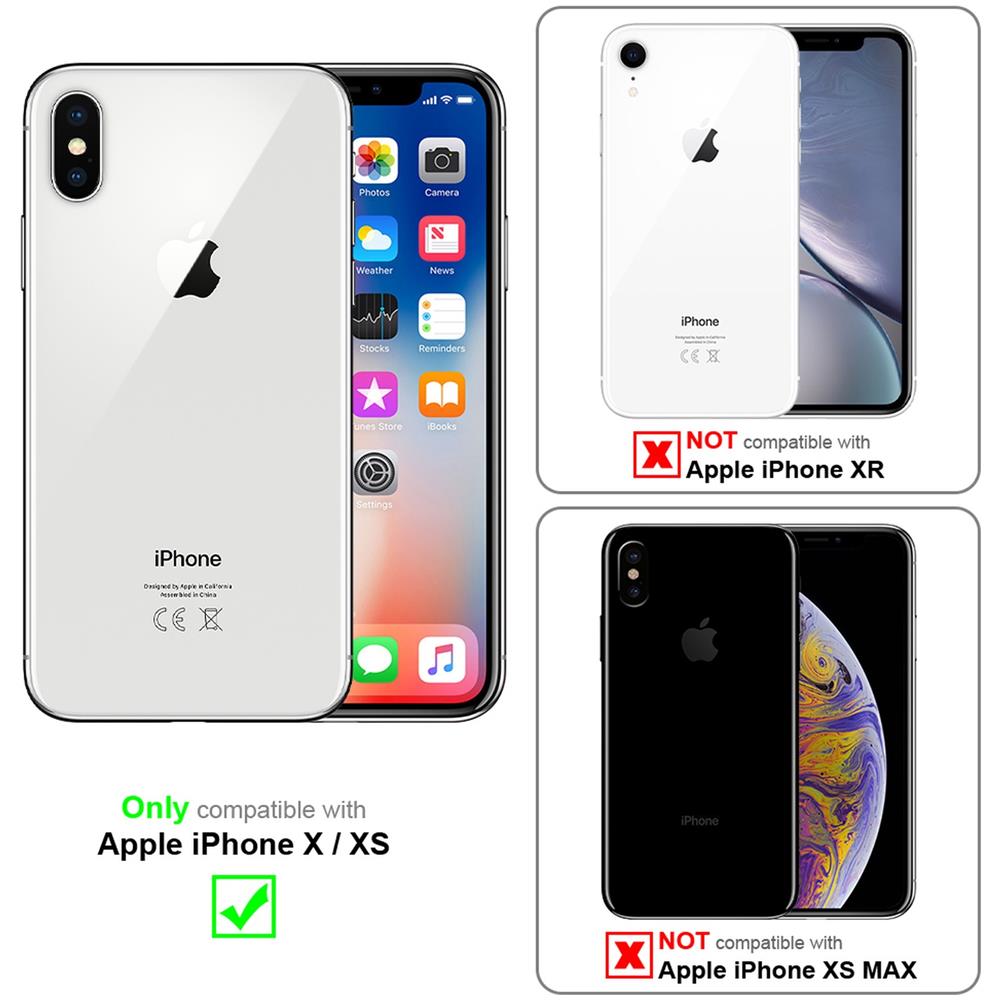 Custodia Compatibile Con Apple Iphone X / Xs In Nero Alno - Coperchio Protettivo 2 In 1 Con Bordo In Silicone Tpu E Retro In Vetro Acrilico - Foto 2