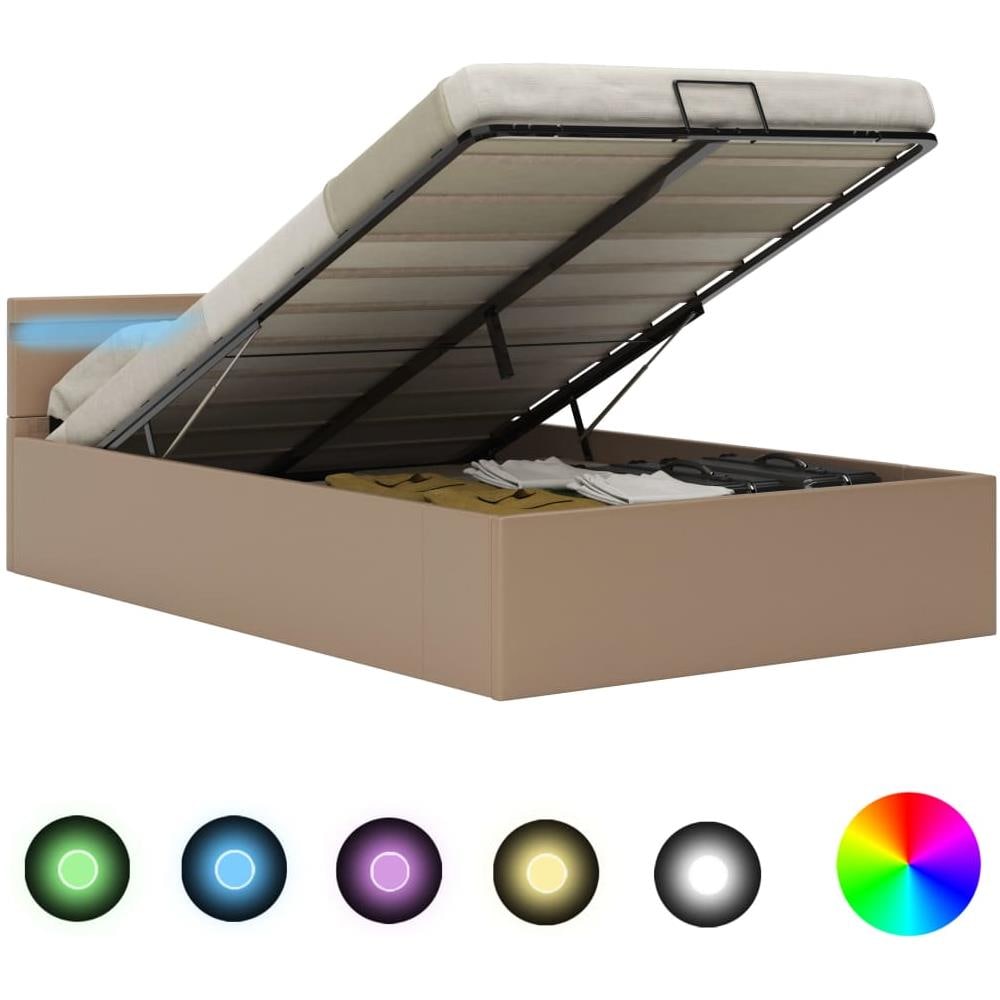Giroletto Idraulico con LED Cappuccino Similpelle 140x200cm - Foto 1