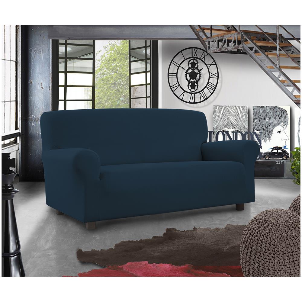 Copridivano Elastico Subito Fatto Made In Italy - 3 Posti Estensibile Da 150 A 200 Cm Blu - Foto 1