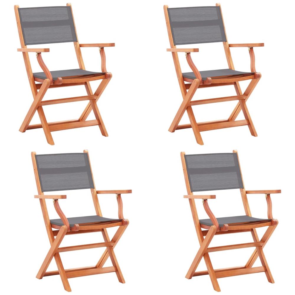 Sedie da Giardino Pieghevoli 4 pz Grigio Eucalipto e Textilene - Foto 1