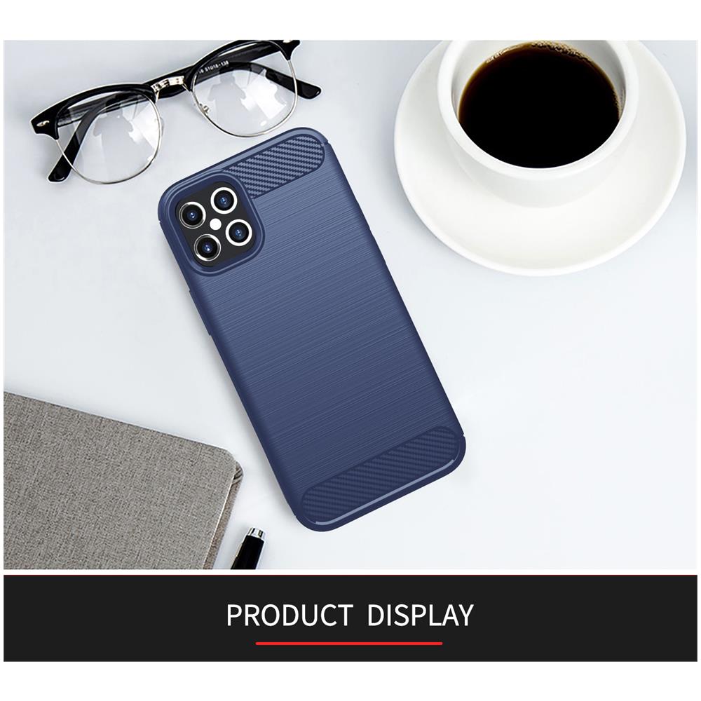 Custodia Compatibile Con Apple Iphone 12 Pro Max In Brushed Blu - Coperchio Protettivo In Silicone Tpu Flessibile In Look Acciaio Inossidabile-fibra Di Carbonio - Foto 7