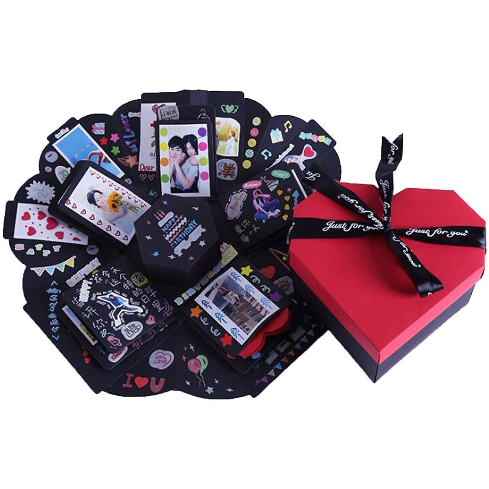 KXVXXV Scatola di sorpresa fai da te dolci, scatola regalo a 5 strati scatola di esplosione compleanno nero esplosione scatola di sorpresa per compleanno anniversario San Valentino Natale