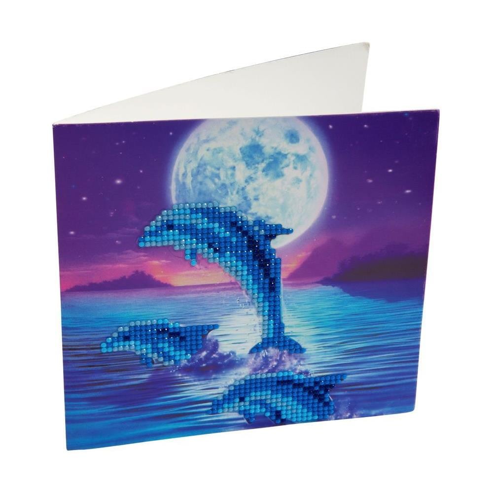 Biglietto Di Auguri Fai Da Te Con Diamanti - Delfino - 7 X 7' (18 X 18 Cm) - Foto 1