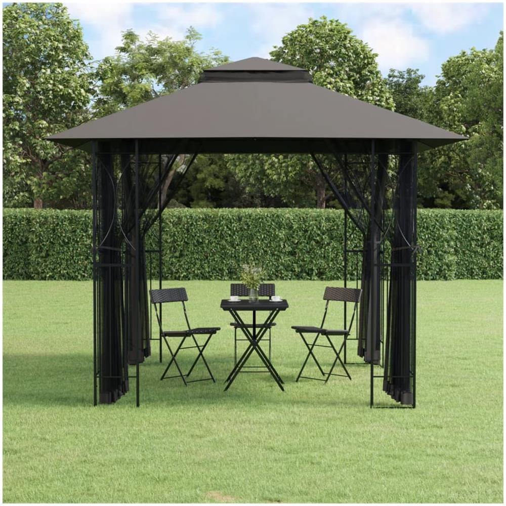 Gazebo Con Pareti Laterali Antracite 300x300x270 Cm Acciaio - Foto 1
