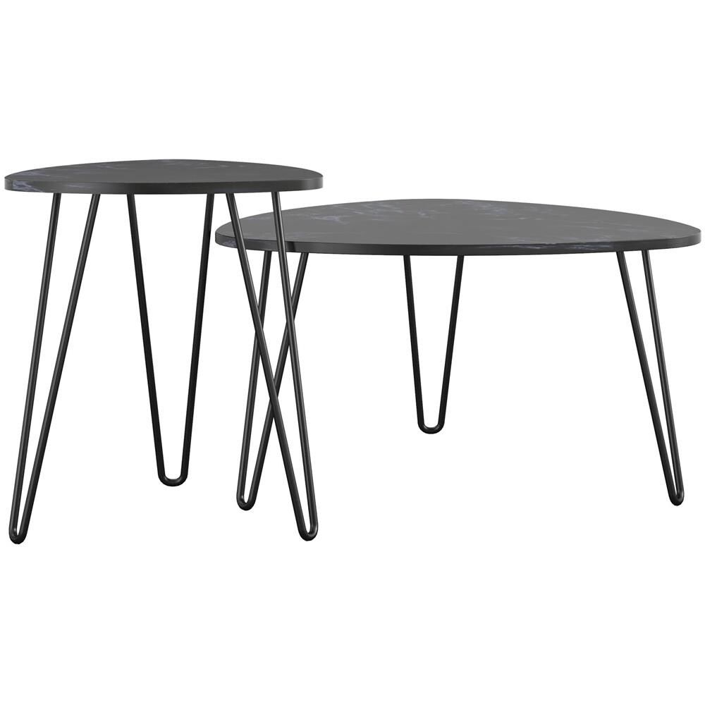 Athena Tavolini Impilabili In Truciolare Laminato Pvc Marmo Nero - Foto 1