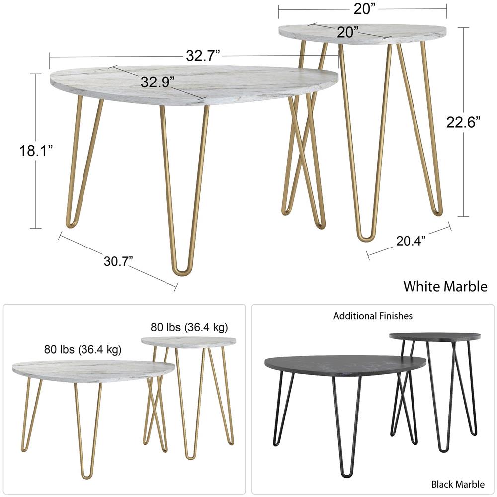 Athena Tavolini Impilabili In Truciolare Laminato Pvc Marmo Nero - Foto 4