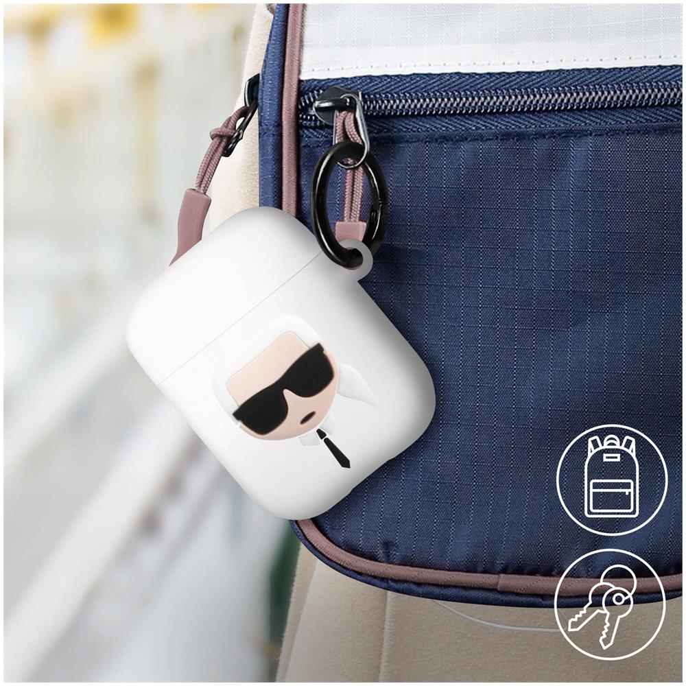 Cover Airpods Silicone Gel Moschettone Karl 3d Bianca - Foto 2