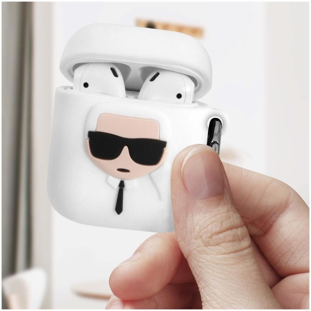 Cover Airpods Silicone Gel Moschettone Karl 3d Bianca - Foto 5