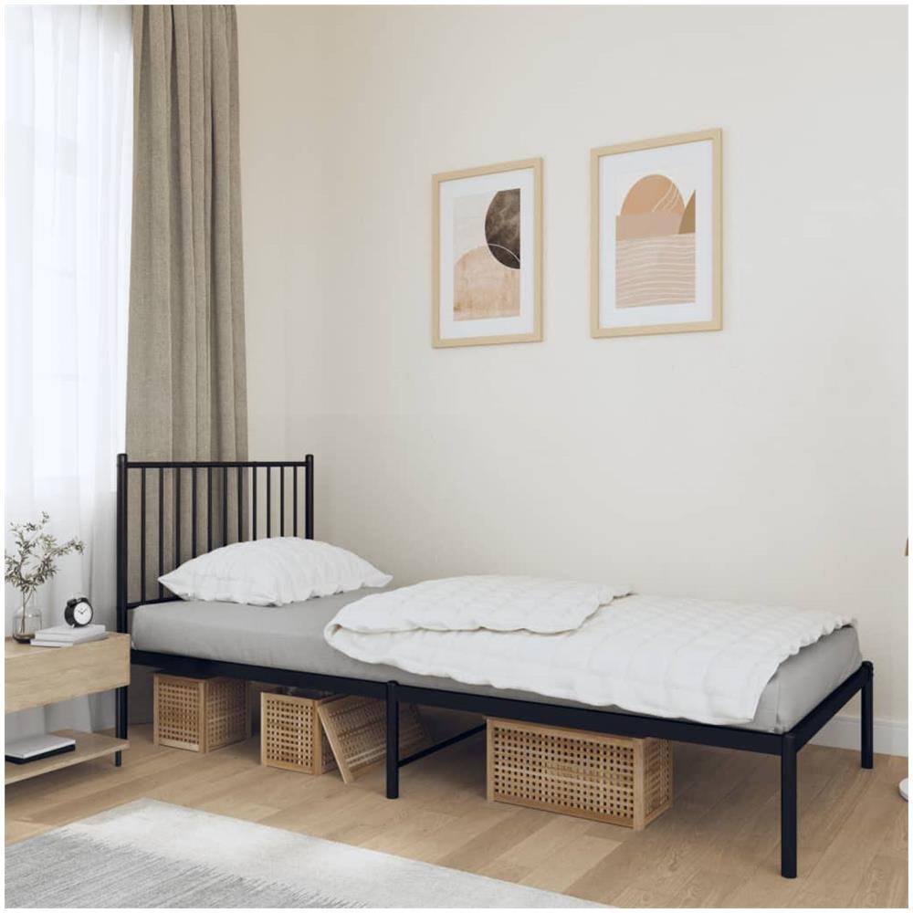 Giroletto Con Testiera In Metallo Nero 90x190 Cm - Foto 1
