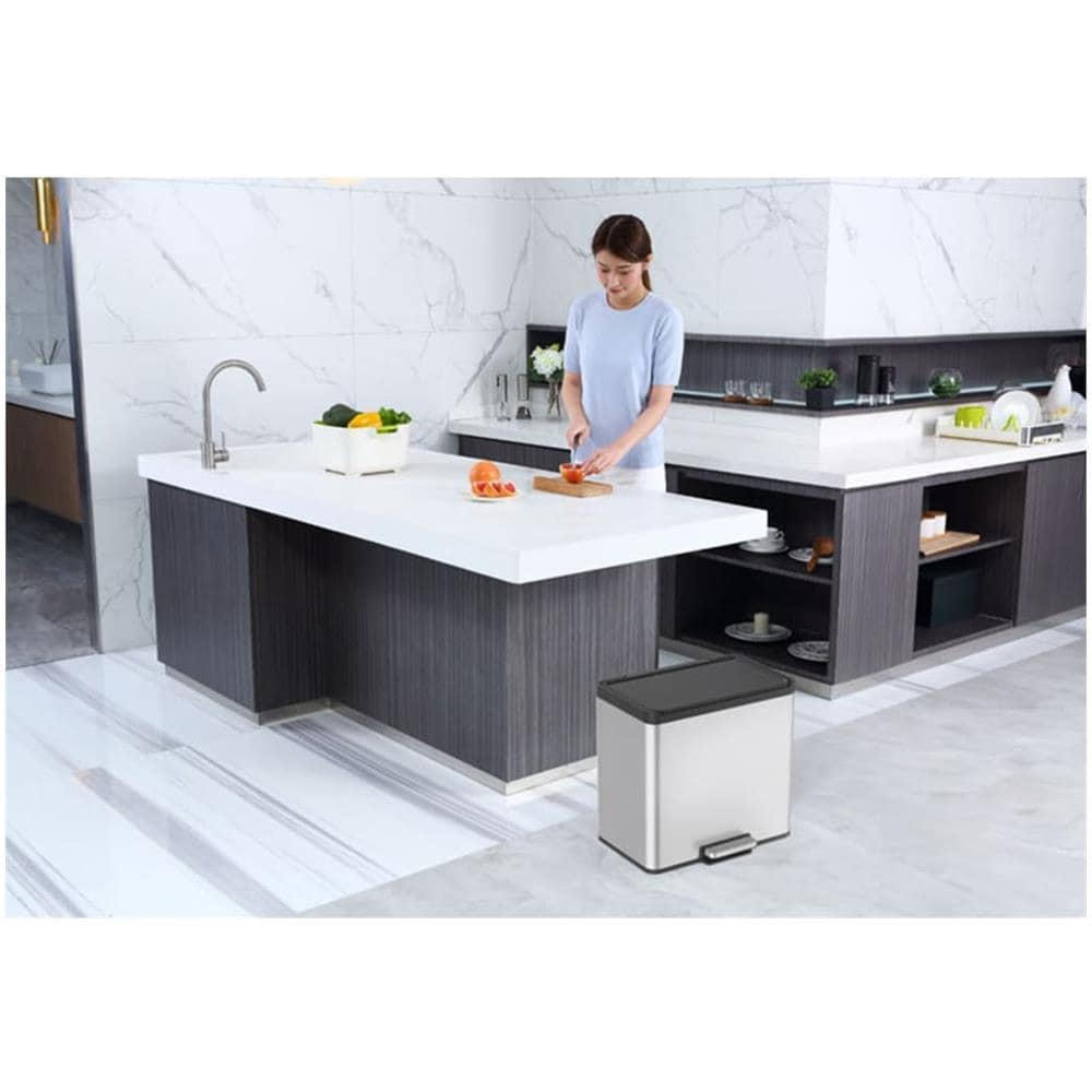 Pattumiera A Pedale Essential 3x9 L Argento Opaco - Foto 3