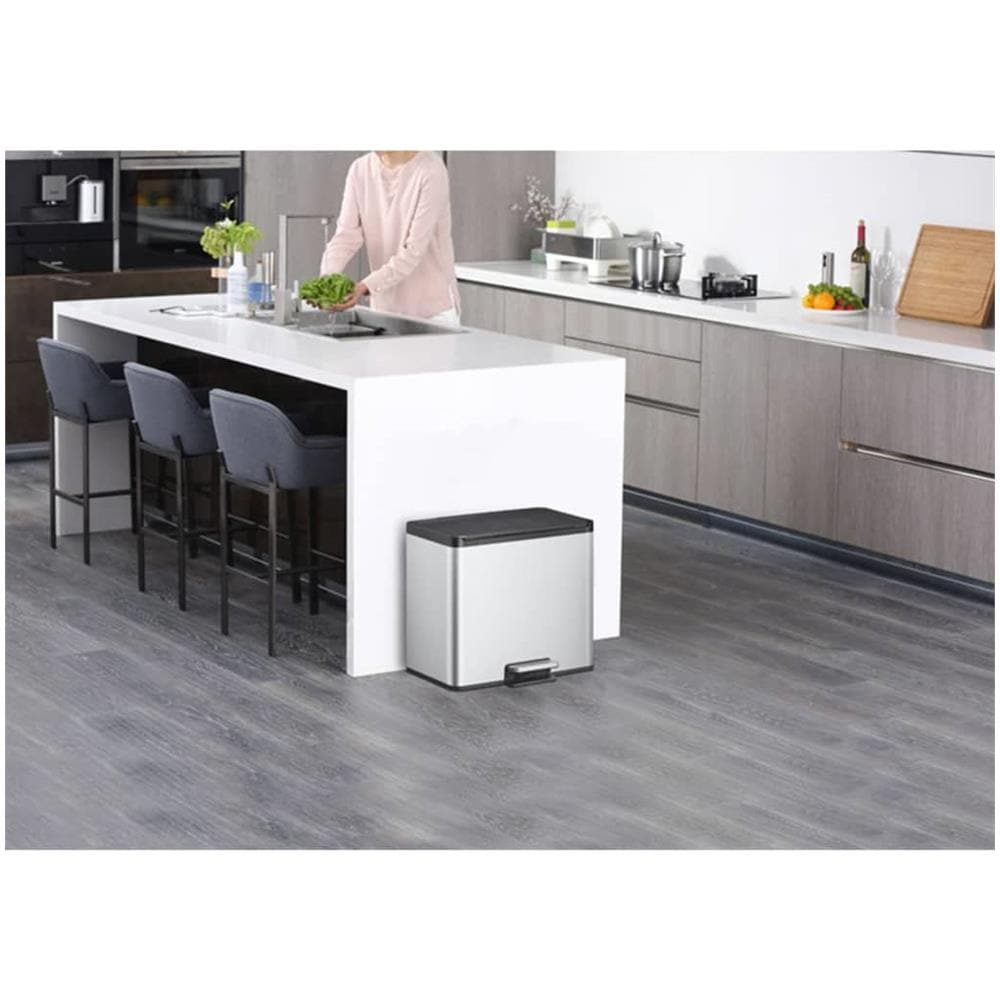 Pattumiera A Pedale Essential 3x9 L Argento Opaco - Foto 1