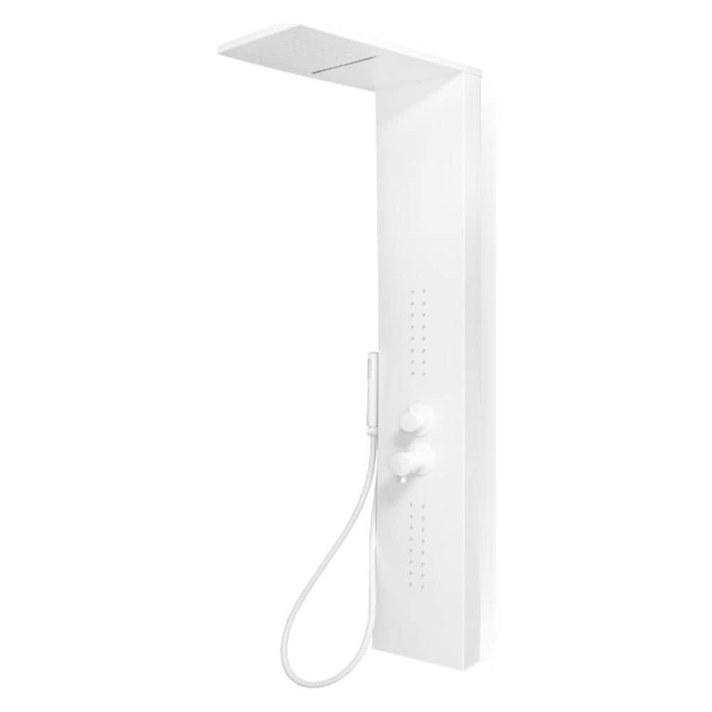 Ogomondo Colonna Doccia Attrezzata Easy In Acciaio Bianco Con Cascata 150x23x53 *** Finitura- : Bianco Opaco - Foto 1