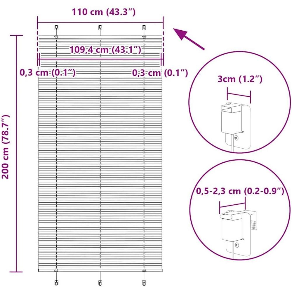 Tenda Plissettata Nera 110x200 cm Larghezza Tessuto 109,4 cm - Foto 10