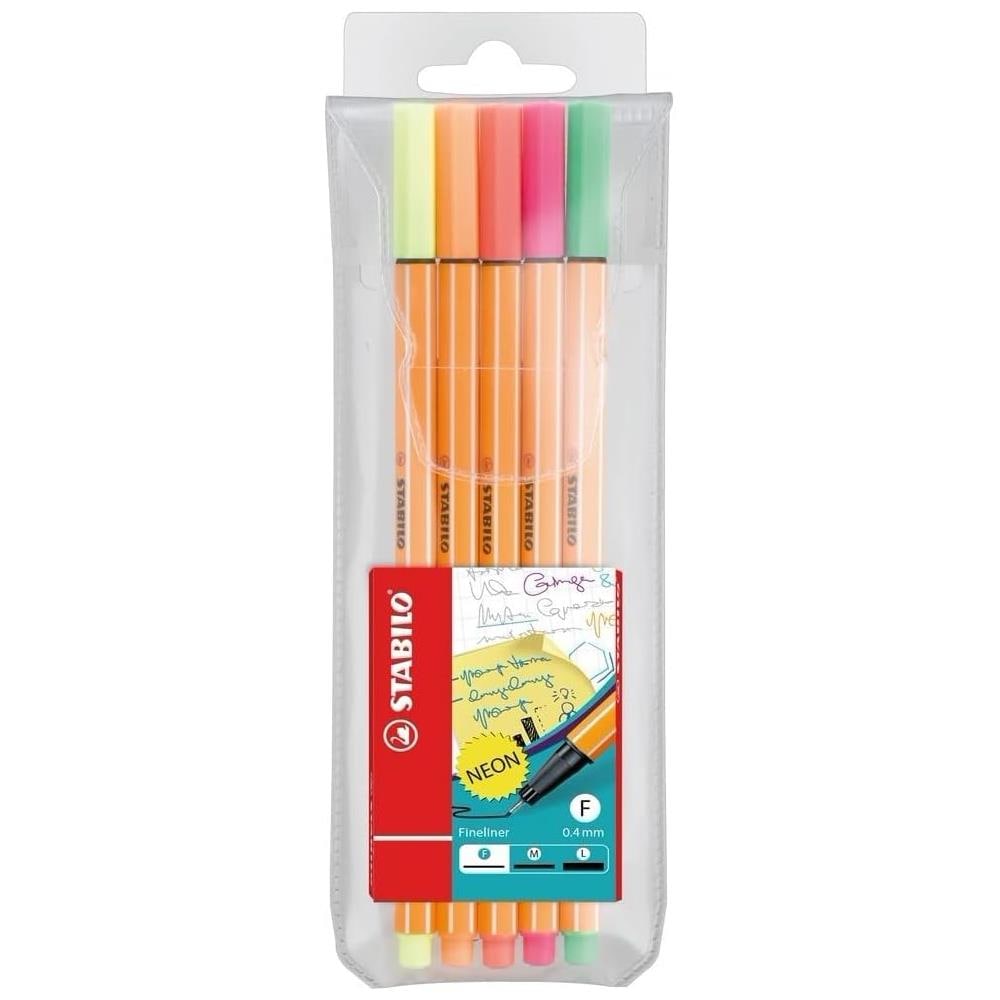 point 88 - Fineliner - Astuccio da 5 - Colori NEON assortiti - Foto 1