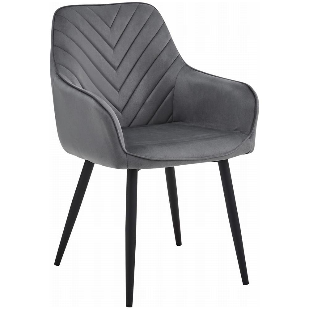Sedia da pranzo WAAV - Velluto grigio scuro con gambe nere x 1 - Foto 1