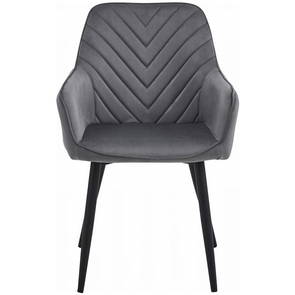 Sedia da pranzo WAAV - Velluto grigio scuro con gambe nere x 1 - Foto 2