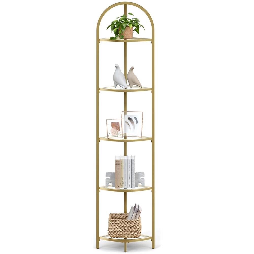 Libreria in vetro con 5 ripiani, oro - LGT810A01 - Foto 2