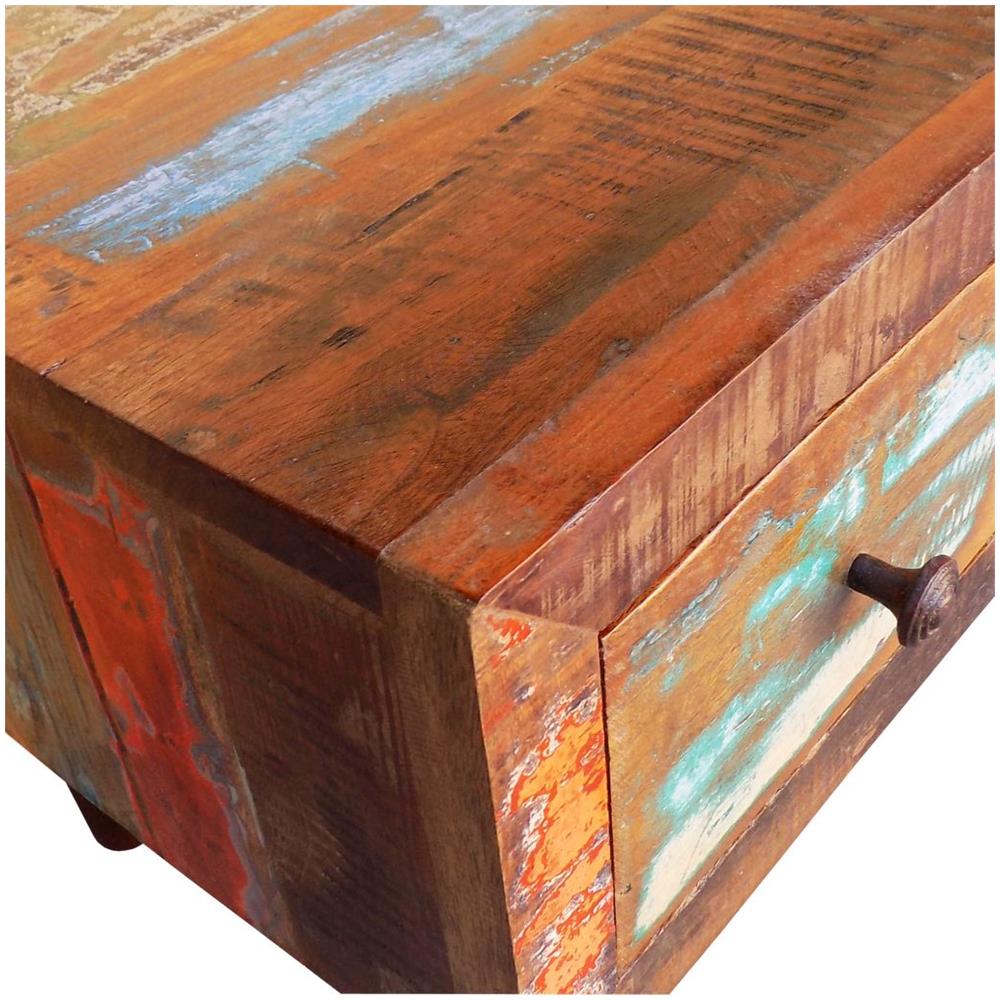 Tavolino In Legno Recuperato, Bordo Curvo, Stile Antico - Foto 19