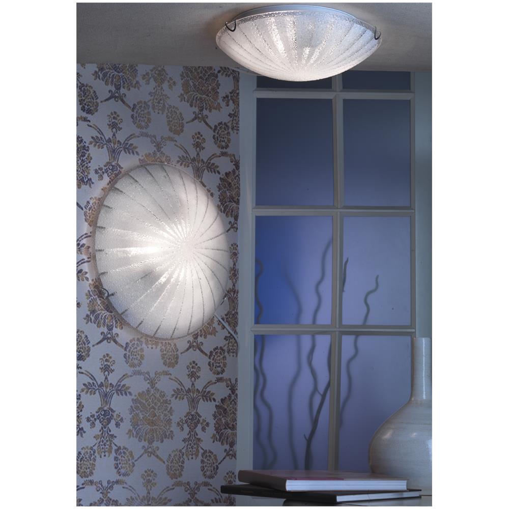 Plafoniera In Vetro Bianco Decorato Diametro 40cm - Foto 2