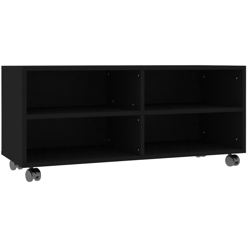 Mobile TV con Ruote Nero 90x35x35 cm in Legno Multistrato - Foto 2