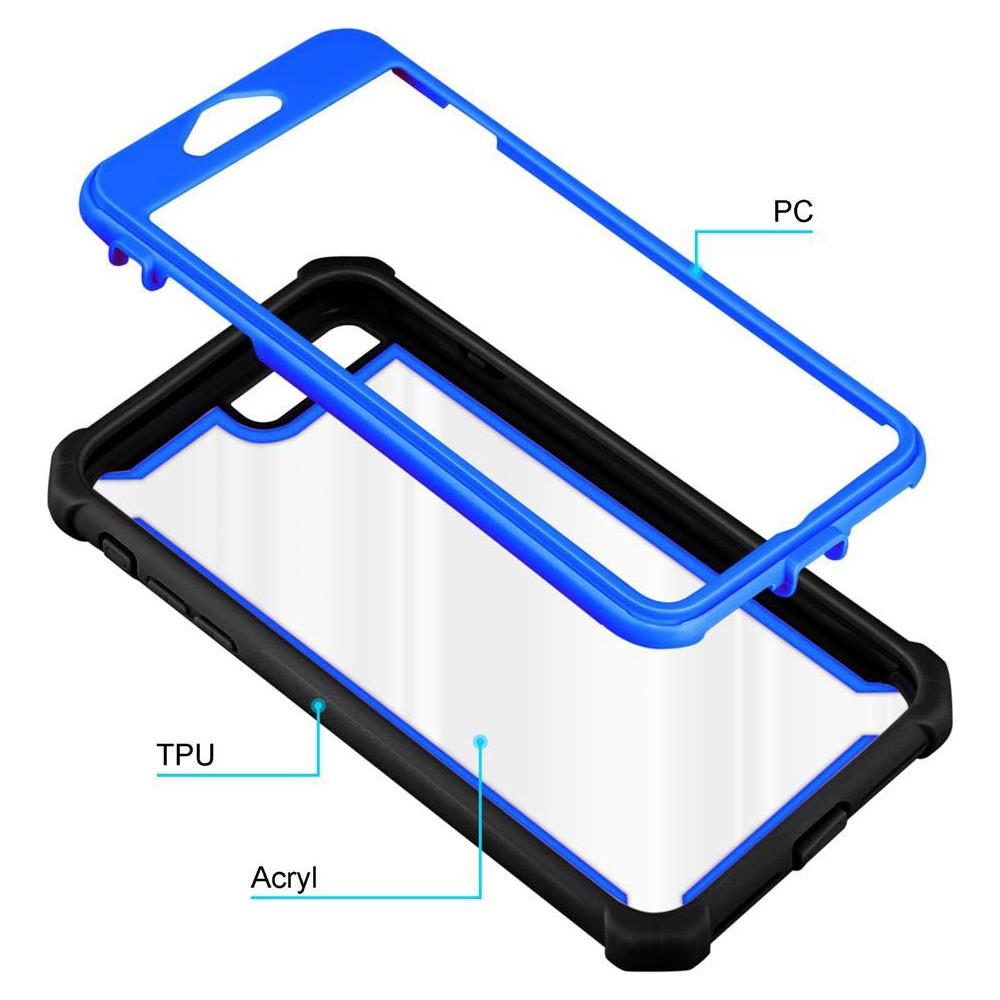 Custodia Compatibile Con Apple Iphone 7 Plus / 7s Plus / 8 Plus In Blu Nero - Coperchio Protettivo 2 In 1 Con Bordo In Silicone Tpu E Retro In Vetro Acrilico - Foto 7