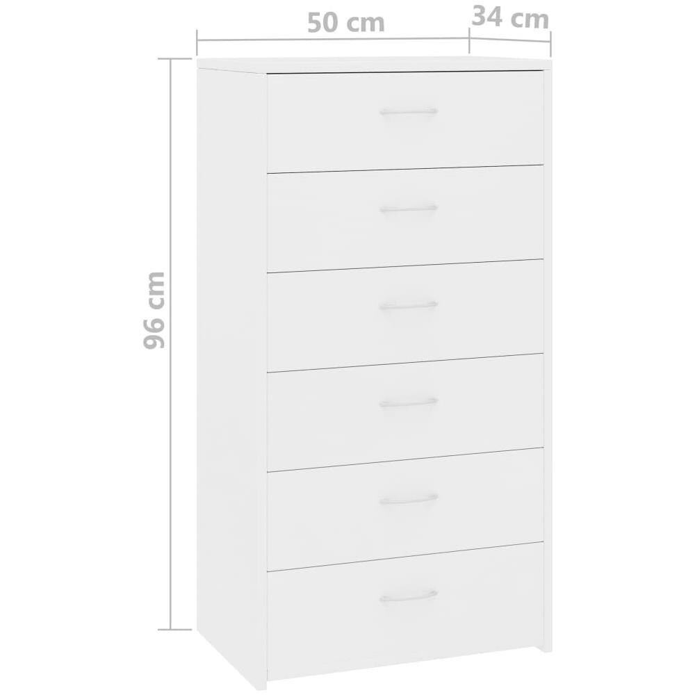 Credenza con 6 Cassetti Bianca 50x34x96 cm in Legno Multistrato - Foto 8