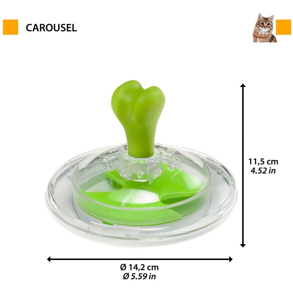 Gioco Interattivo Cani Piccoli E Gatti Carousel Dispenser Di Crocchette E Biscottini, In Plastica - Foto 5