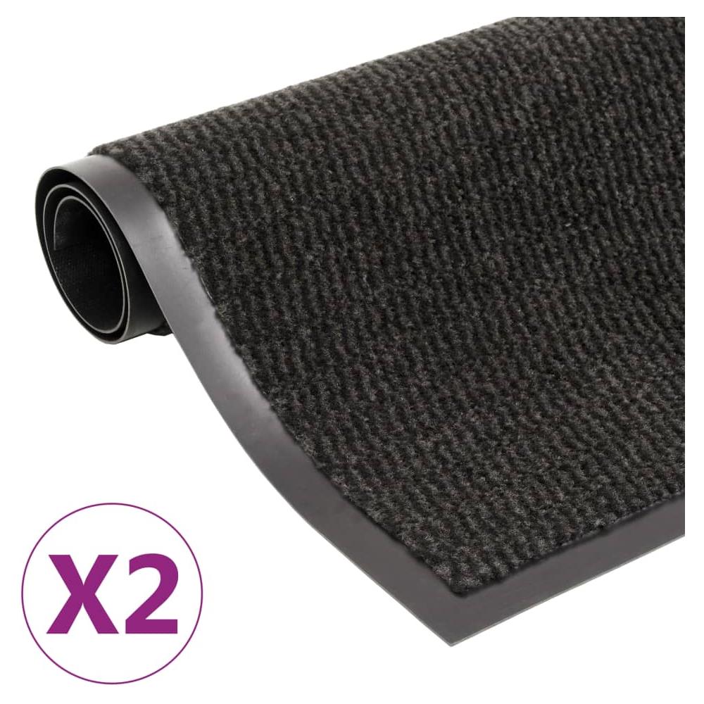 Tappeti Antipolvere 2 Pz Rettangolari Trapuntati 80x120 Cm Neri - Foto 1