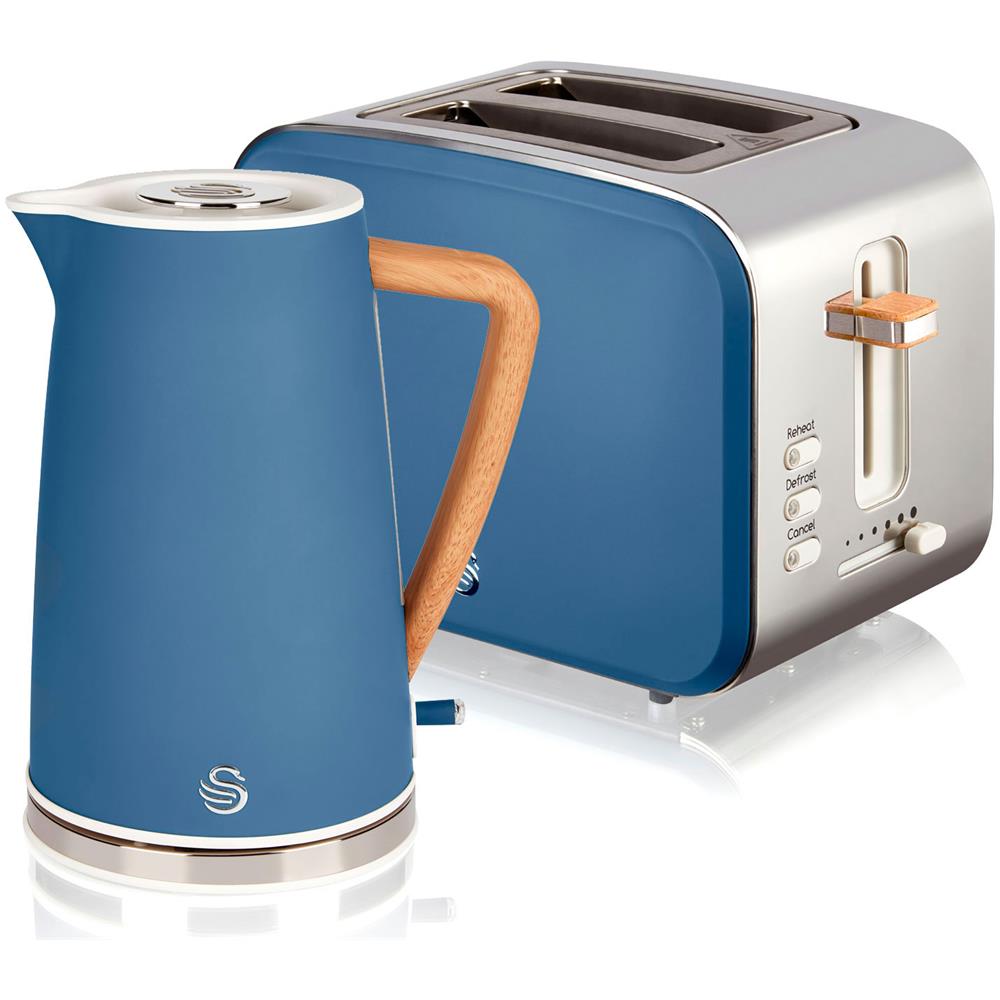 Stp2090 Set Da Colazione Bollitore Senza Fili 1,7l Tostapane Pane 2 Blu Nordic - Foto 1