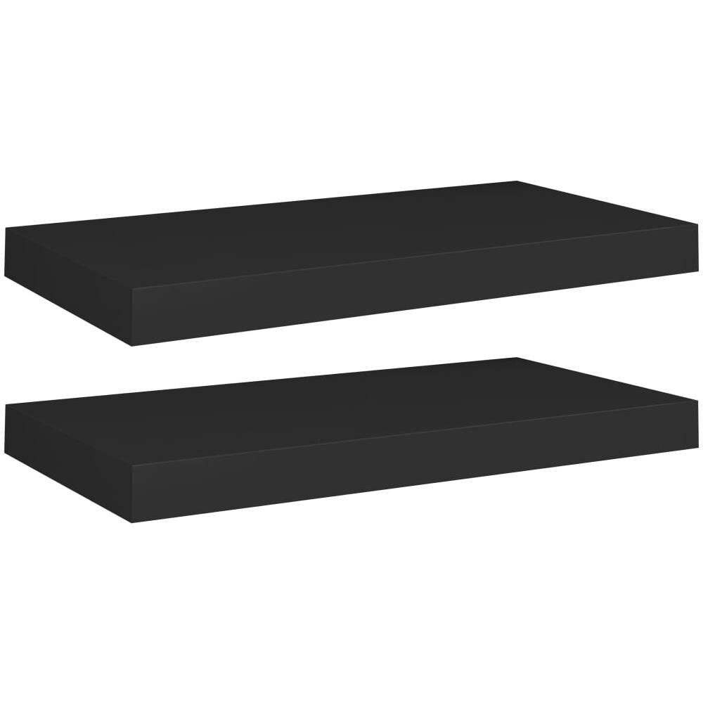 Scaffali A Parete 2 Pz Neri 50x23x3,8 Cm In Mdf - Foto 2