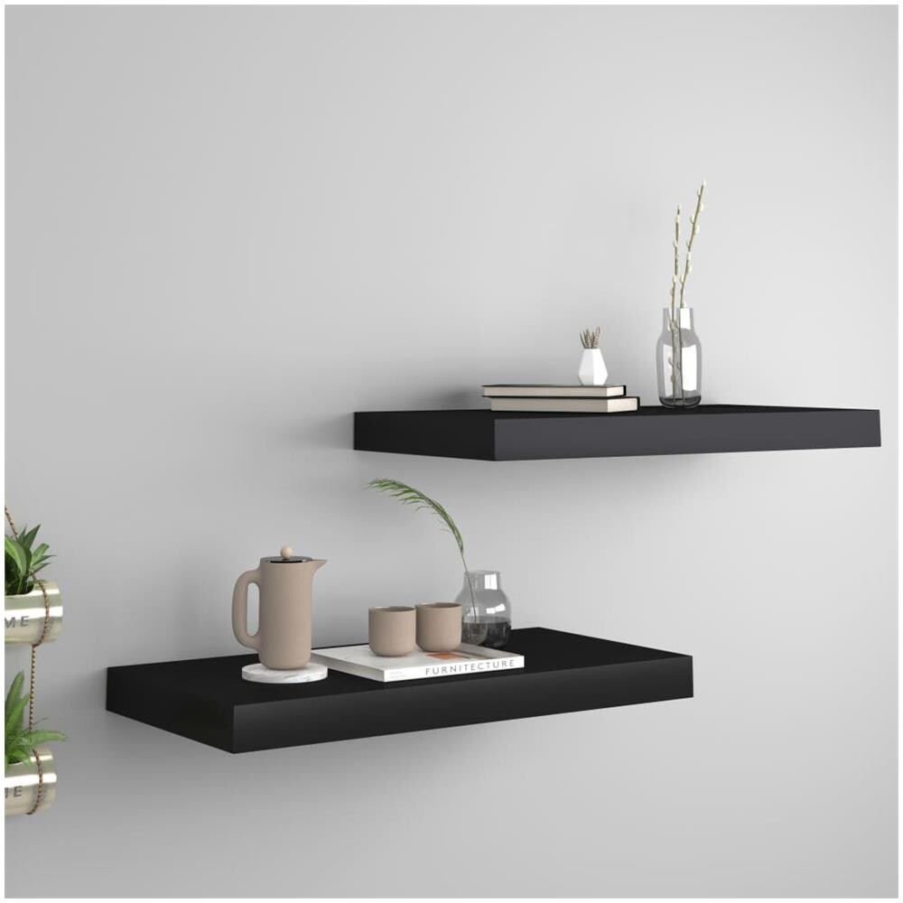 Scaffali A Parete 2 Pz Neri 50x23x3,8 Cm In Mdf - Foto 1