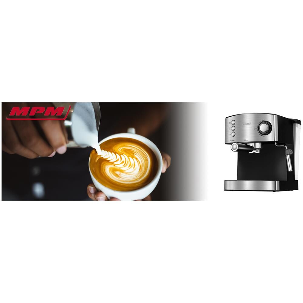 Mkw-06m Macchina Per Caffè Espresso Manuale 20 Bar, 1,7 L, Montalatte, Scaldatazze 850w Nero /argento - Foto 2