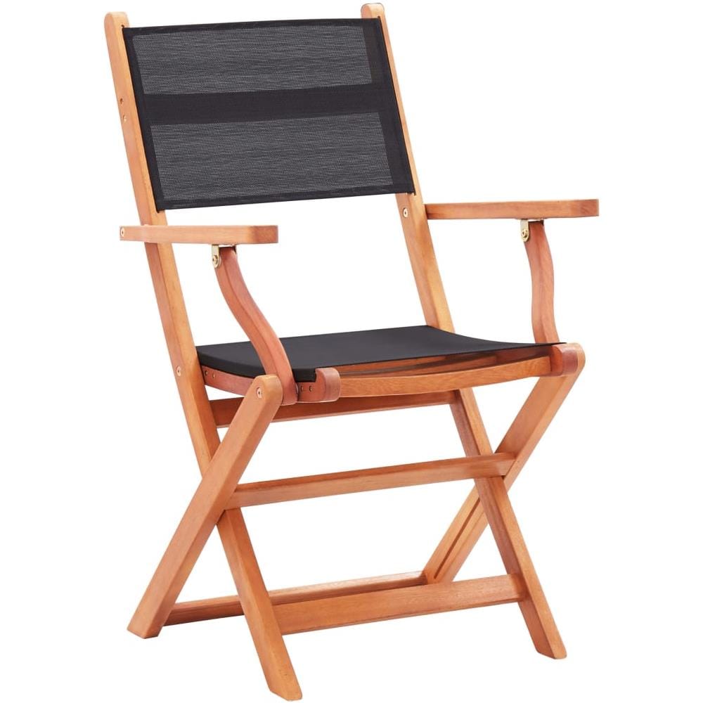 Sedie da Giardino Pieghevoli 2 pz Nere Eucalipto e Textilene - Foto 2