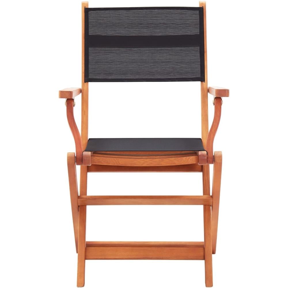 Sedie da Giardino Pieghevoli 2 pz Nere Eucalipto e Textilene - Foto 3