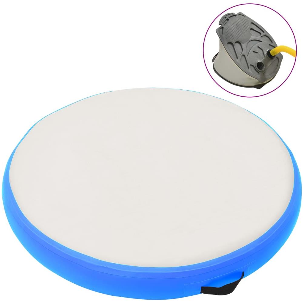 Tappetino Ginnastica Gonfiabile Con Pompa 100x100x20cm Pvc Blu - Foto 1