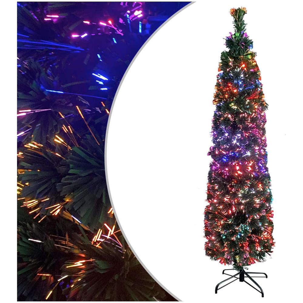 Albero Natale Artificiale Sottile Supporto 120 cm Fibra Ottica - Foto 1