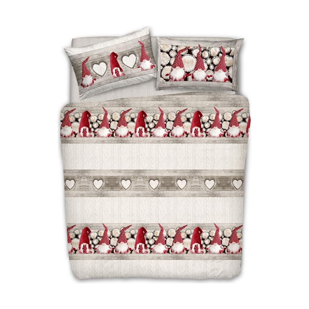 Copripiumino Sacco Piumone Pensieri Delicati 100% Cotone Disegno Gnomi Matrimoniale Rosso - Foto 1