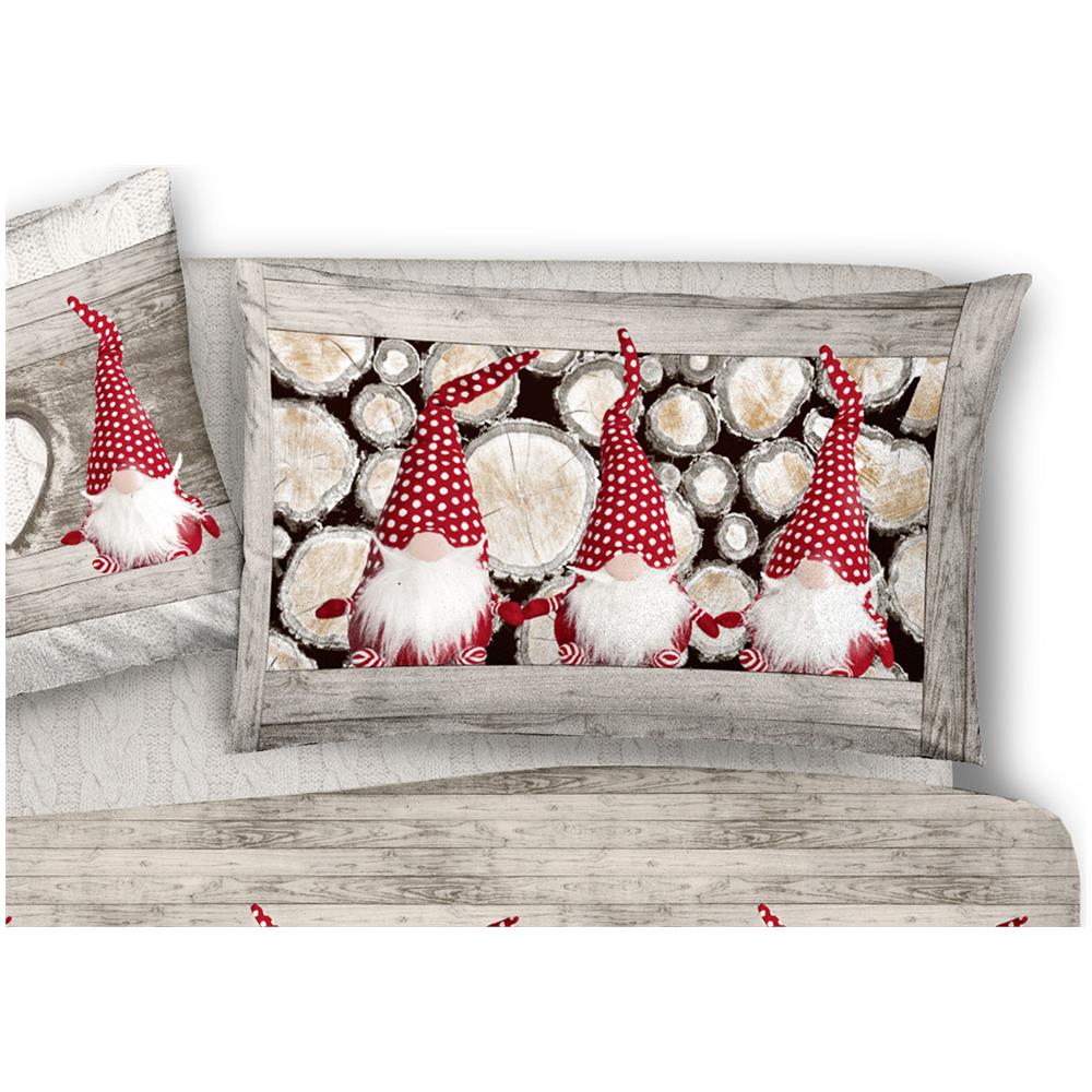 Copripiumino Sacco Piumone Pensieri Delicati 100% Cotone Disegno Gnomi Matrimoniale Rosso - Foto 7