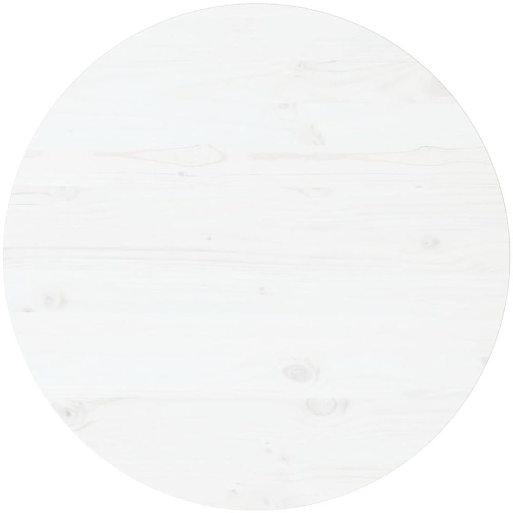 Piano Tavolo Bianco Ø80x2,5 cm in Legno Massello di Pino - Foto 1