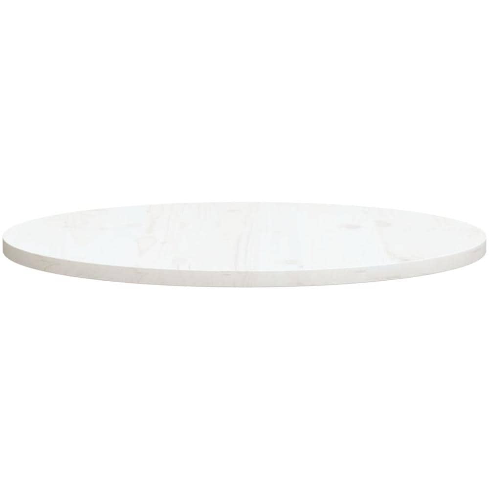 Piano Tavolo Bianco Ø80x2,5 cm in Legno Massello di Pino - Foto 2