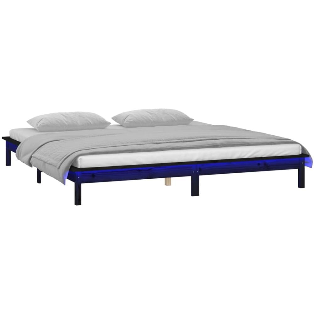 Giroletto con LED Nero 140x190 cm in Legno Massello - Foto 3