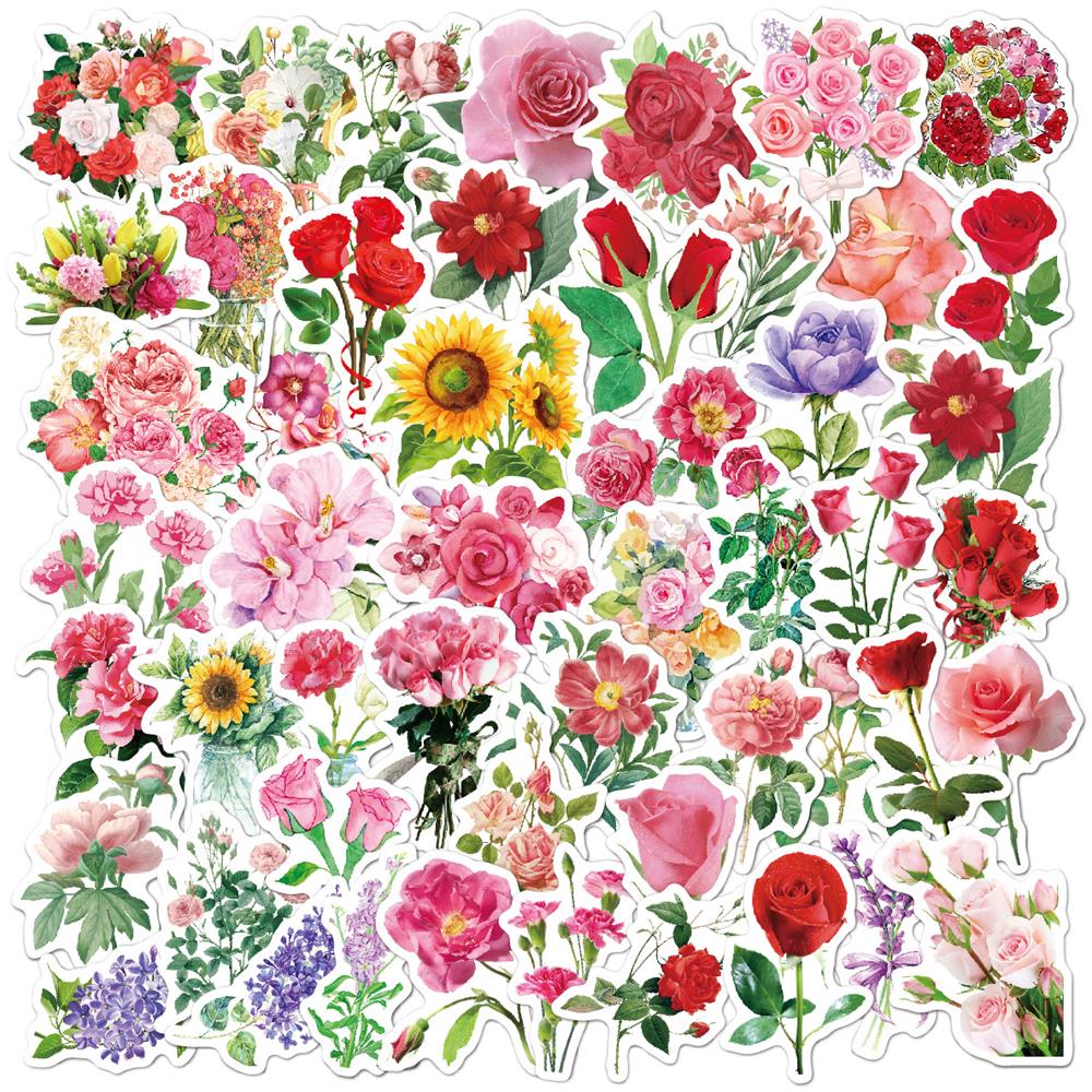 Adesivi Fiori E Foglie, Confezione Da 50 Multicolor - Foto 1