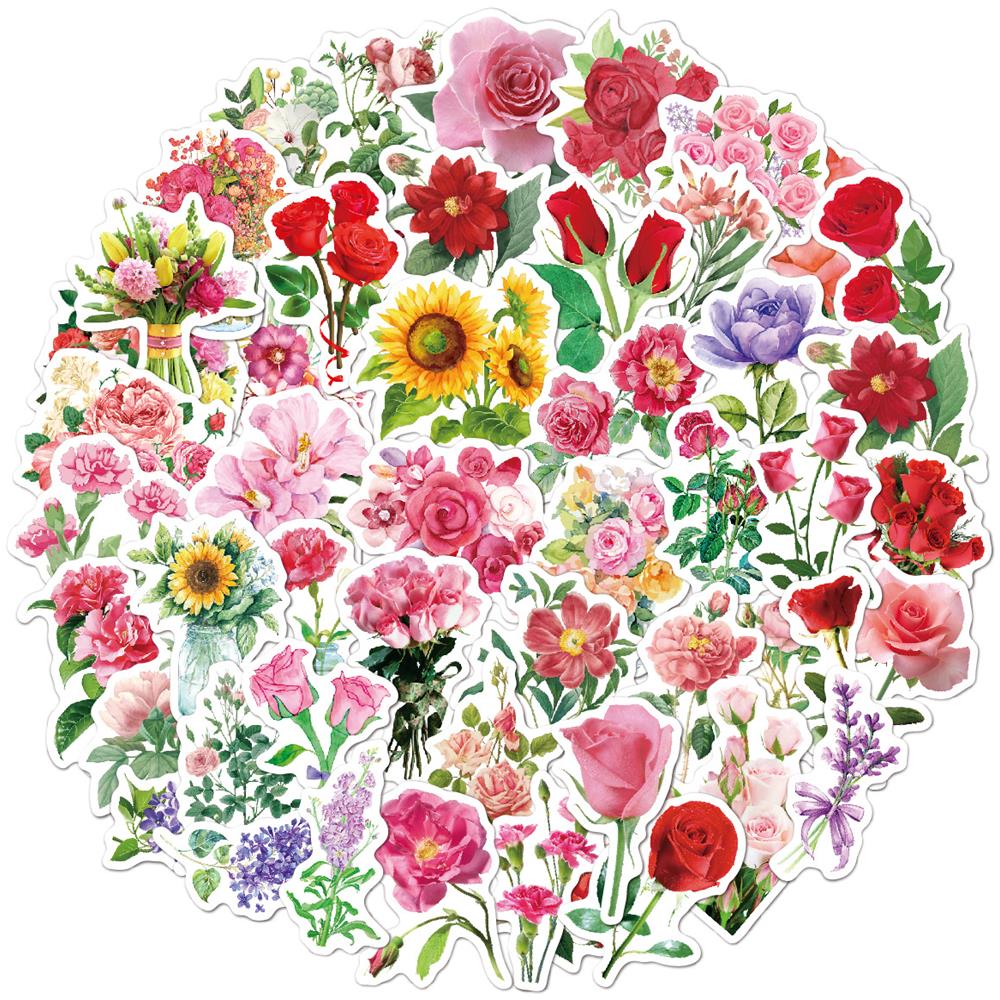 Adesivi Fiori E Foglie, Confezione Da 50 Multicolor - Foto 5