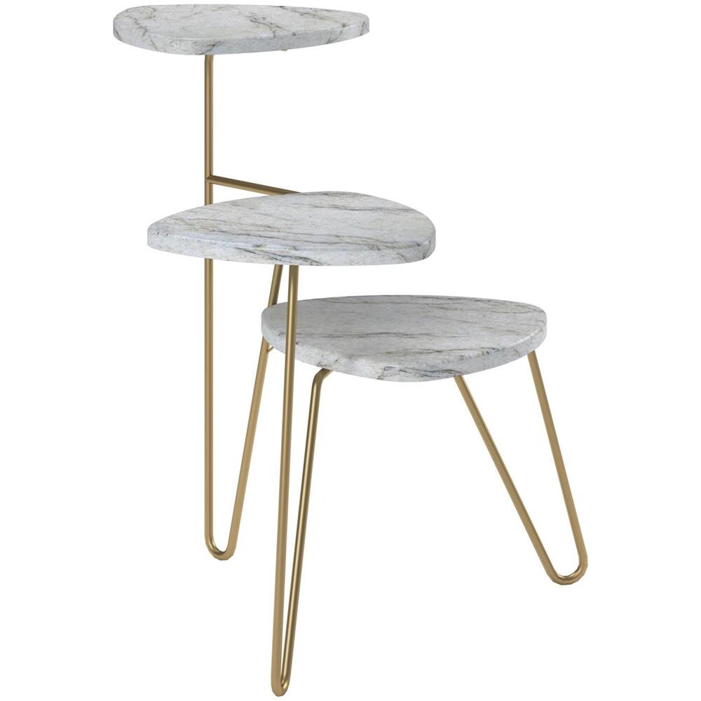 Athena Piantana Porta Piante In Truciolare Laminato Pvc Marmo Bianco - Foto 1