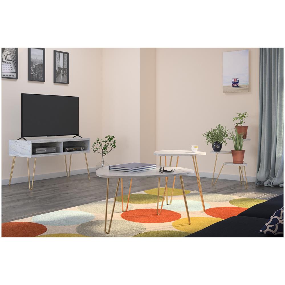 Athena Piantana Porta Piante In Truciolare Laminato Pvc Marmo Bianco - Foto 4