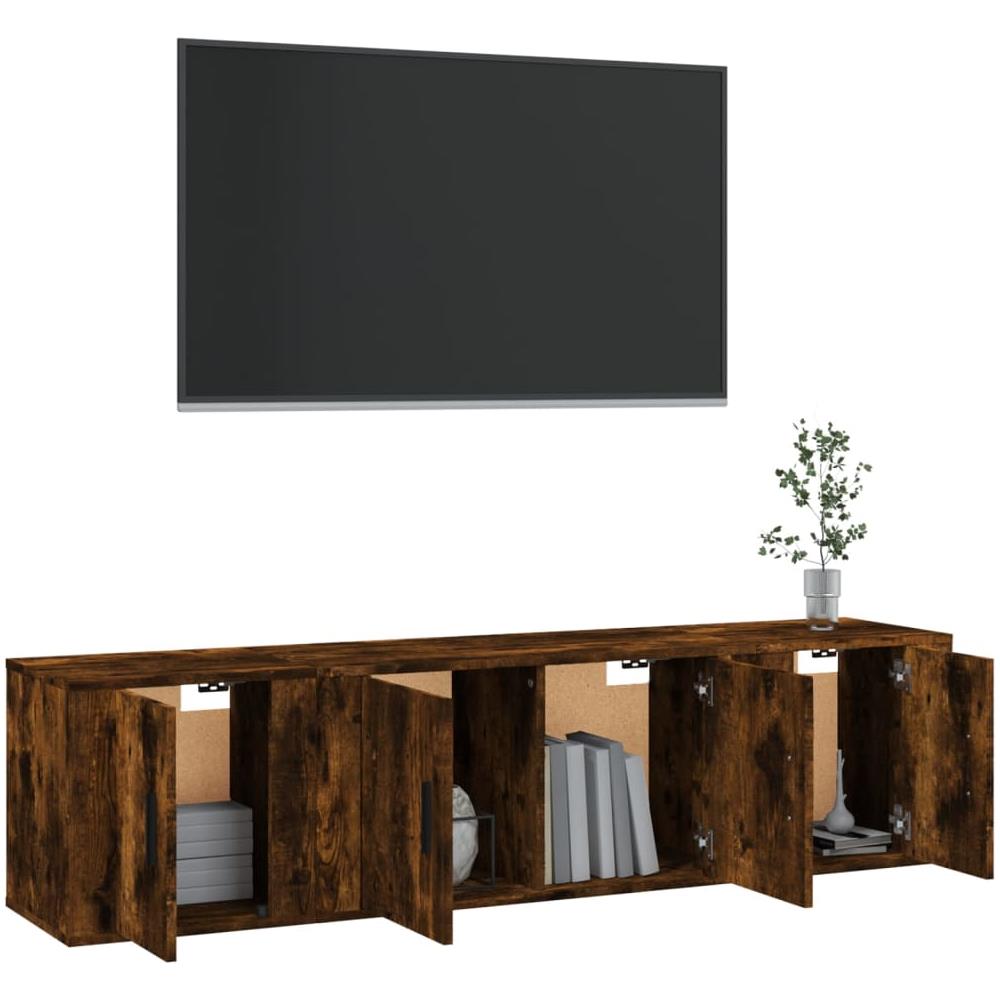 Set Mobili Porta Tv 3 Pz Rovere Fumo In Legno Multistrato - Foto 5