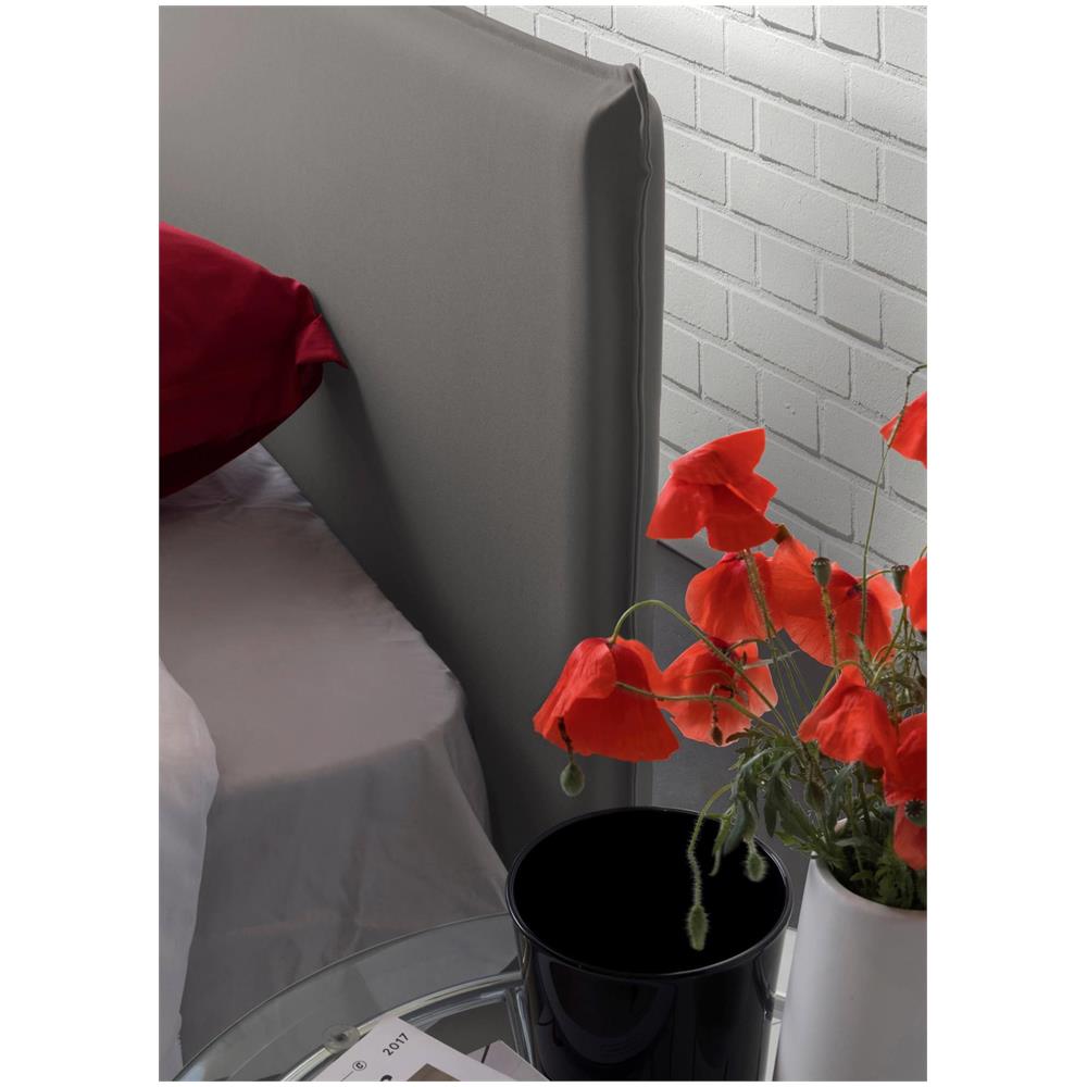 Letto Matrimoniale Bernadette, Letto Contenitore Con Rivestimento In Tessuto, 100% Made In Italy, Apertura Frontale, Con Materasso Cm 140x200 Incluso, Grigio - Foto 4