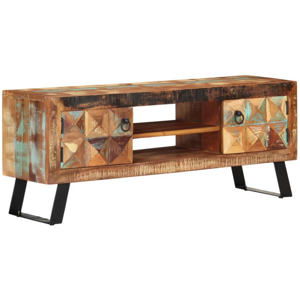 Mobile Porta Tv 112x30x45 Cm In Legno Massello Di Recupero - Foto 2