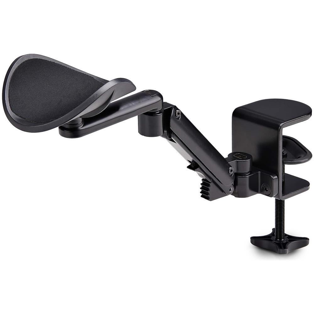 Bracciolo regolabile per scrivania, supporto ergonomico per braccio /gomito, rotazione di 360 gradi, installazione a morsetto / senza trapano, nero - Foto 1