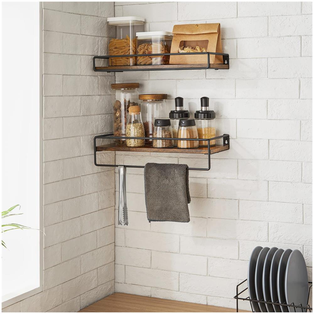 Mensole da parete rustiche per soggiorno, ufficio, set di 2 LWS441B01 - Foto 2